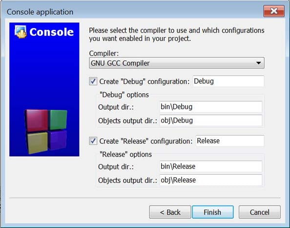 Rysunek 2.6. Okno wyboru sposobu kompilacji projektu w Code::Blocks