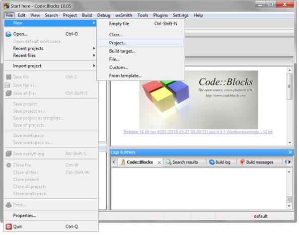 Rysunek 3.2. Tworzenie nowego projektu w Code::Blocks