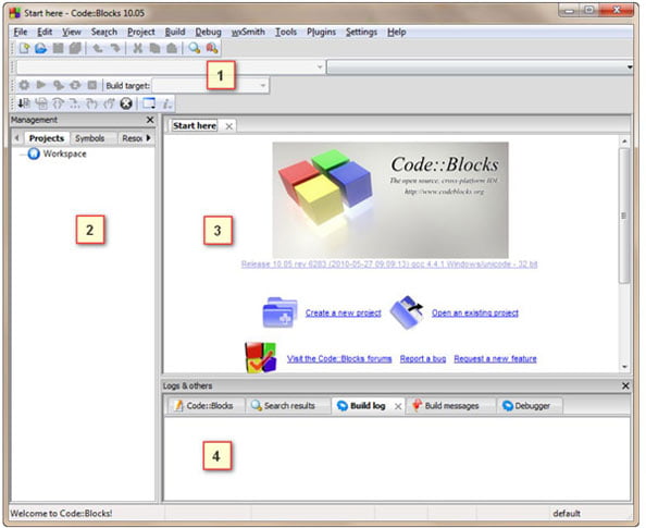 Rysunek 2.2. Okno programu Code::Blocks