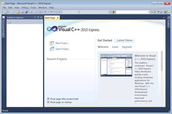 Rysunek 2.7. Okno środowiska Visual C++ Express