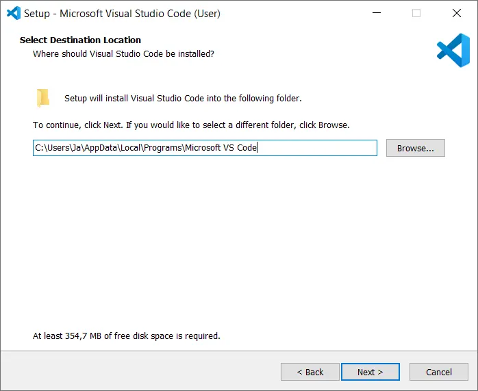 Instalacja Visual Studio Code - folder