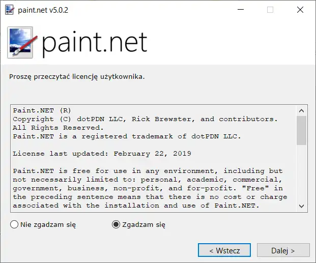 Instalacja paint.net - licencja