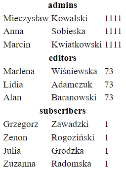tablice wielowymiarowe php - cwiczenie 1