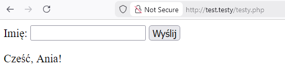 Po przesłaniu formularza metodą POST formularz HTML nadal jest widoczny samoprzetwarzający się formularz PHP bez testu get